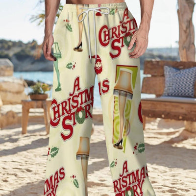 [Christmas Story Leg Lamp Pants] Funny Christmas Movie Costume - Men's & Women's Christmas Story Leg Lamp Pants | Retro Holiday Pants with Auntie Mame's Green Slippers Design - Soft Stretchy Blend Trousers for Parties & Gifts - The world bestselling 