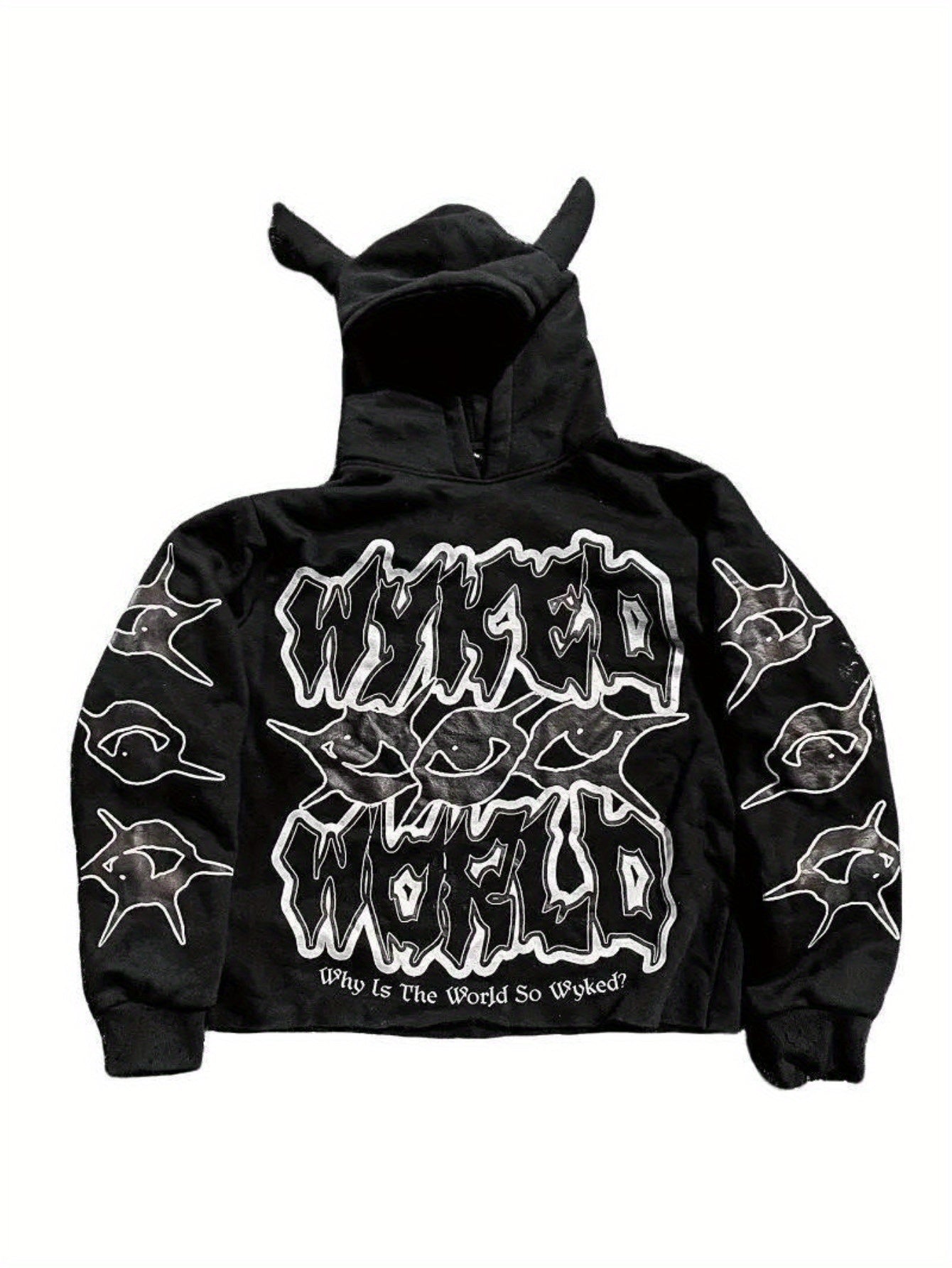 Men'S & Women'S Neon Green Hoodie - Funny Graphic Pullover Sweatshirt with Horn Hat, Loose Fit Streetwear for Cosplay, Themed Events - Harajuku Y2K Fashion Sweater, Casual Wear, Bold Print, Comfortable Fabric, Unisex Clothing - The world bestselling 