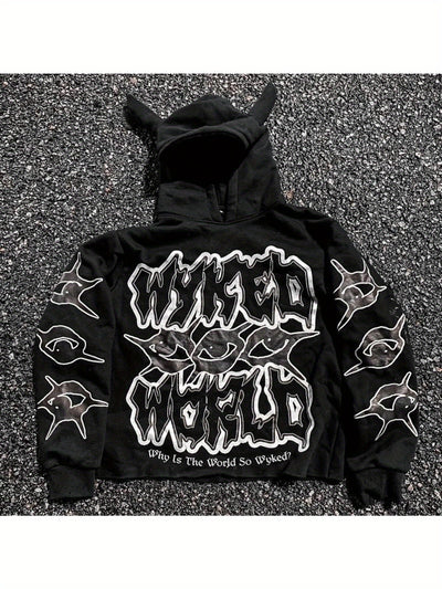 Men'S & Women'S Neon Green Hoodie - Funny Graphic Pullover Sweatshirt with Horn Hat, Loose Fit Streetwear for Cosplay, Themed Events - Harajuku Y2K Fashion Sweater, Casual Wear, Bold Print, Comfortable Fabric, Unisex Clothing - The world bestselling 