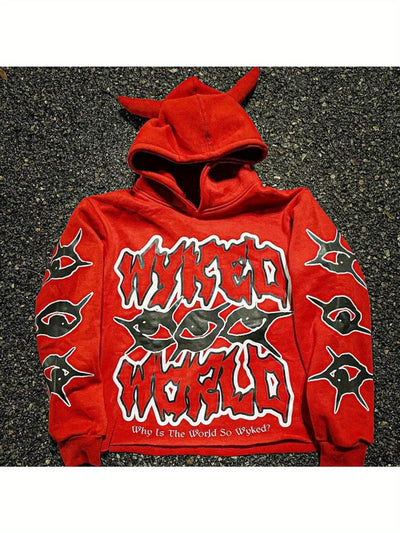 Men'S & Women'S Neon Green Hoodie - Funny Graphic Pullover Sweatshirt with Horn Hat, Loose Fit Streetwear for Cosplay, Themed Events - Harajuku Y2K Fashion Sweater, Casual Wear, Bold Print, Comfortable Fabric, Unisex Clothing - The world bestselling 