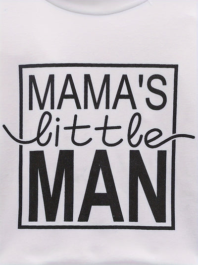 2pcs Baby Girls Boys "MAMA'S Little MAN" Print Summer Outdoor Set, T-shirt & Camo Shorts, Baby Unisex Clothing, As Gift - The world bestselling 