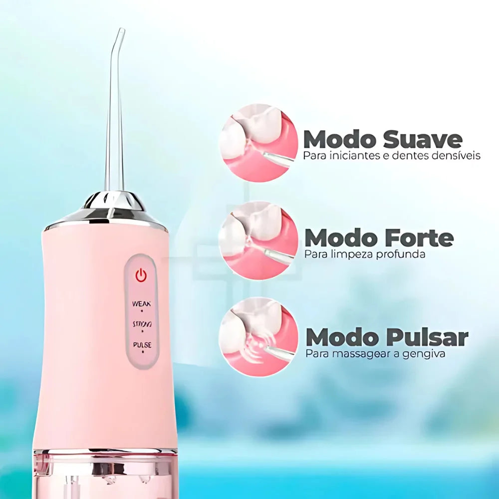Portable Dental Oral Irrigator, USB Rechargeable, Cleaning nozzle, Strong Jet, 220ml