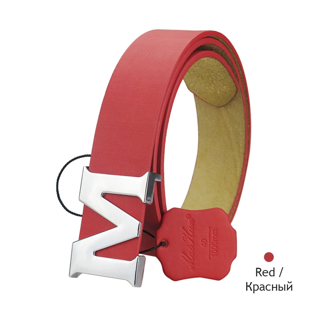 Maikun Women’s Leather Belts Removable Letter M Plate Buckle  High Quality PU Leather Belt  For Jeans Dress Halloween - The world bestselling 