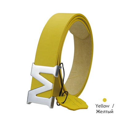 Maikun Women’s Leather Belts Removable Letter M Plate Buckle  High Quality PU Leather Belt  For Jeans Dress Halloween - The world bestselling 