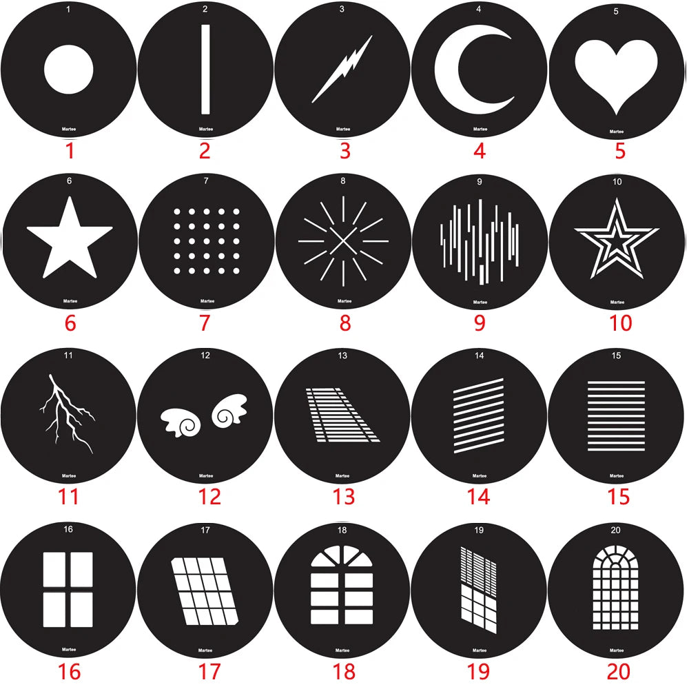 20PCS 86MM 66MM GOBO Bones Bar Heart Moon Skulls Bat Swing Halloween Interior Photo Wedding Portrait Children's Photography SA-P