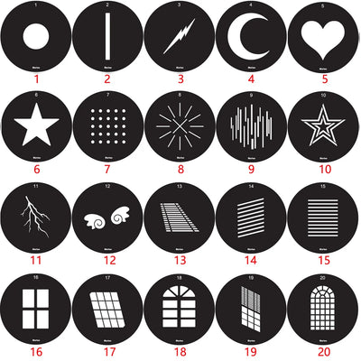 20PCS 86MM 66MM GOBO Bones Bar Heart Moon Skulls Bat Swing Halloween Interior Photo Wedding Portrait Children's Photography SA-P