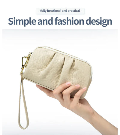 Genuine Leather Women Wallets Multifunction Large capacity Purses Long Zip Wrist bag Money Coin Holder Female phone Purse