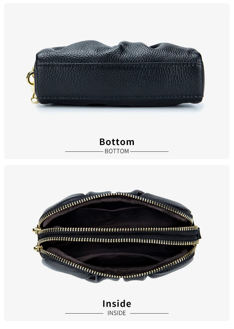 Genuine Leather Women Wallets Multifunction Large capacity Purses Long Zip Wrist bag Money Coin Holder Female phone Purse