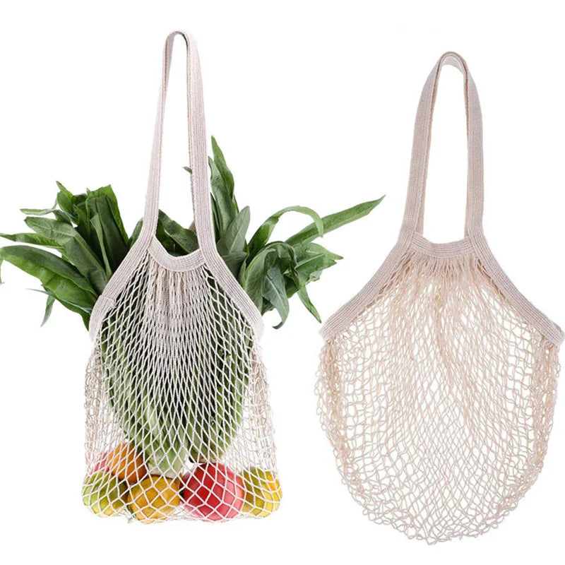 Reusable Cotton Mesh Produce Bags for Vegetable Fruit Food Kitchen Washable Grid Storage Bag Eco String bag Kitchen Organizer