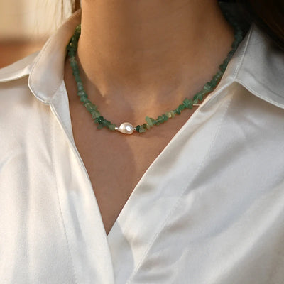 ASHIQI 925 Sterling Silver Natural Baroque Pearl Necklace Irregular Crystal Stone Color for Women Party  Jewelry