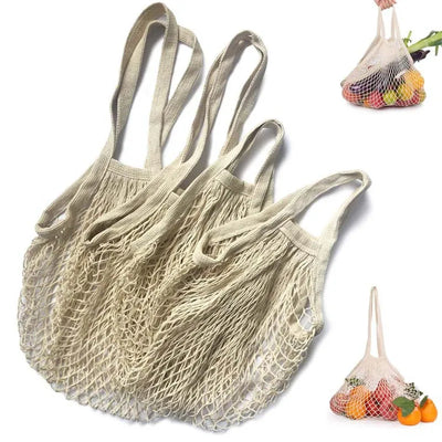 Reusable Cotton Mesh Produce Bags for Vegetable Fruit Food Kitchen Washable Grid Storage Bag Eco String bag Kitchen Organizer