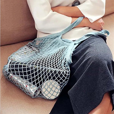 Reusable Cotton Mesh Produce Bags for Vegetable Fruit Food Kitchen Washable Grid Storage Bag Eco String bag Kitchen Organizer