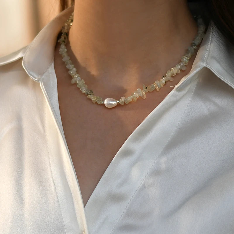 ASHIQI 925 Sterling Silver Natural Baroque Pearl Necklace Irregular Crystal Stone Color for Women Party  Jewelry