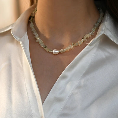 ASHIQI 925 Sterling Silver Natural Baroque Pearl Necklace Irregular Crystal Stone Color for Women Party  Jewelry