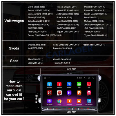 Car Android For VW Volkswagen Golf Polo Tiguan Passat b6 SEAT leon Skoda yeti Octavia Multimedia player 2 Din Car Radio CarPlay