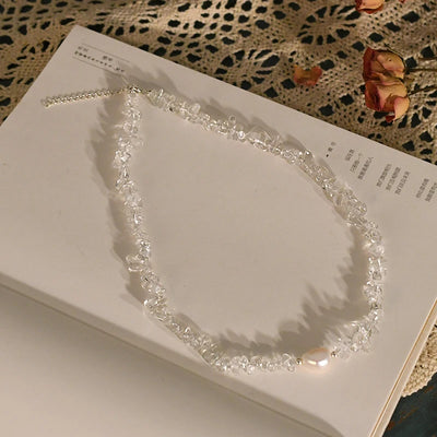 ASHIQI 925 Sterling Silver Natural Baroque Pearl Necklace Irregular Crystal Stone Color for Women Party  Jewelry