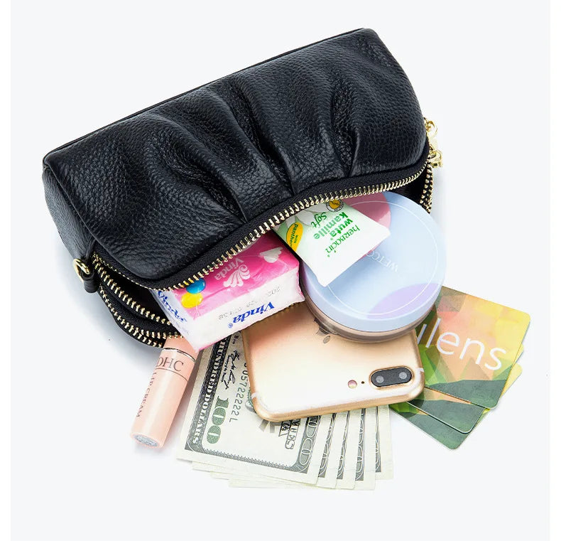 Genuine Leather Women Wallets Multifunction Large capacity Purses Long Zip Wrist bag Money Coin Holder Female phone Purse