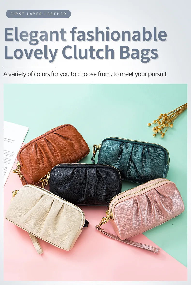 Genuine Leather Women Wallets Multifunction Large capacity Purses Long Zip Wrist bag Money Coin Holder Female phone Purse