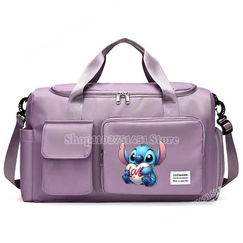 Disney Stitch Carry on Travel Bag Oxford Waterproof Sport Gym Tote Bags Large Capacity Weekender Duffle Luggage Portable Storage