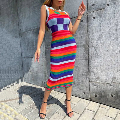 women's clothing  autumn/winter new fashionable contrasting color Christmas sweater long slim fit wrapped buttocks knitted dress - The world bestselling 