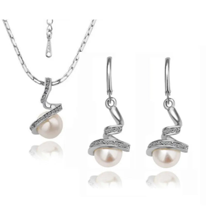 quality Imitation pearls ball pendant Necklace Earrings fashion Jewelry set lover girl gift birthday summer beach Bride Wedding
