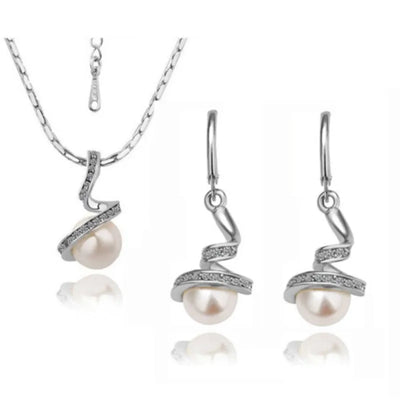 quality Imitation pearls ball pendant Necklace Earrings fashion Jewelry set lover girl gift birthday summer beach Bride Wedding