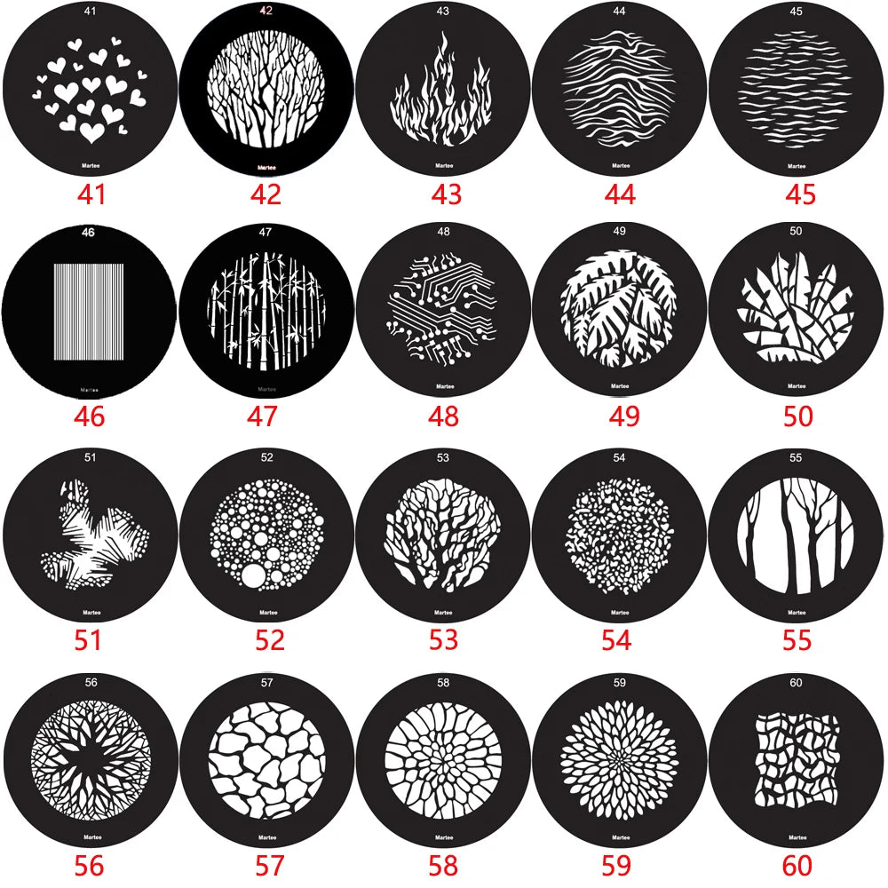 20PCS 86MM 66MM GOBO Bones Bar Heart Moon Skulls Bat Swing Halloween Interior Photo Wedding Portrait Children's Photography SA-P