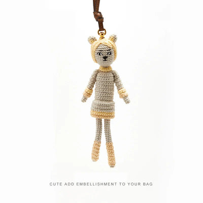 Cute doll bag pendant knitted humanoid bag charm braided keychain car pendant Women's Bag Accessories