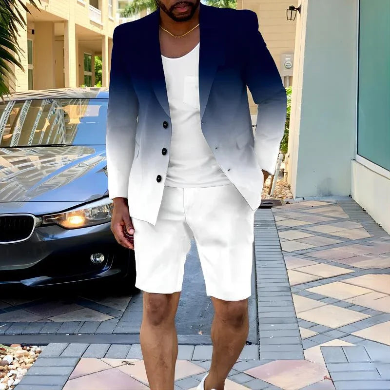 Mens Clothing Summer Single-Breasted Outfits 2023 Men Business Office Short Pants Suit Fashion Casual Long Sleeve Two Piece Sets - The world bestselling 