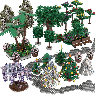 MOOXI City farm MOC Parts Figures Building Blocks Set Plant Tree Leaf Flower Grass Garden Model Friends Bricks Toys For Children