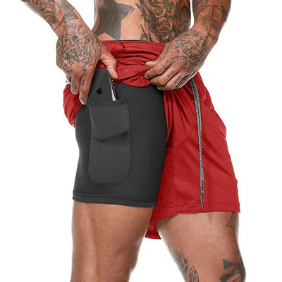Men Sport Shorts  Sportswear Double-deck Running Shorts 2 In 1 Beach Bottoms Summer Gym Fitness Training Jogging Short Pants Men - The world bestselling 