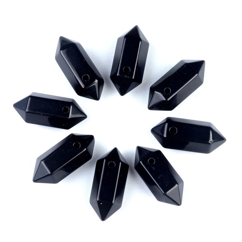 Hexagonal Natural Stone Crystal Tiger Eye Stone Opal Pendant Beads Jewelry Making DIY Necklace Earrings Accessories Gifts