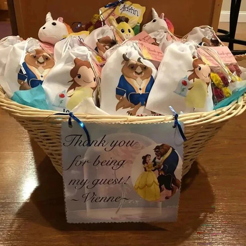 25pcs Custom Beauty thank you candy gift bag,boy girl the Beast 1st 2nd 3rd 4th 5th 6th birthday party decoration favor bags
