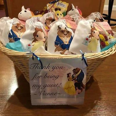 25pcs Custom Beauty thank you candy gift bag,boy girl the Beast 1st 2nd 3rd 4th 5th 6th birthday party decoration favor bags