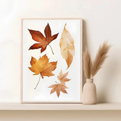 Autumn Leaves Pumpkins Print Poster Fall Home Bedroom Living Room Decor Autumn Vibes Decor Canvas Painitng Thanksgiving Gift