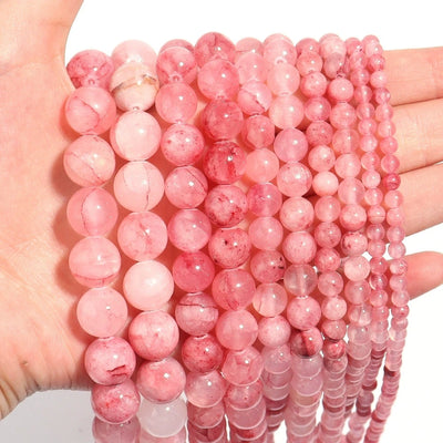 1Strand Natural Persian Jade Stone Pink 4/6/8/10/12mm Loose Spacer Gem Bead for Jewelry Making DIY Bracelet Necklace Accessories