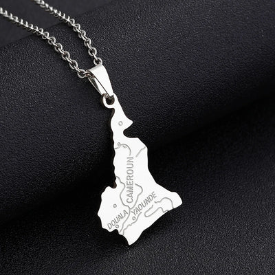 Stainless Steel Enamel Cameroon Map Flag Necklace Unisex Couple Ethnic Patriotic Jewelry Gift Hot Sale European Style