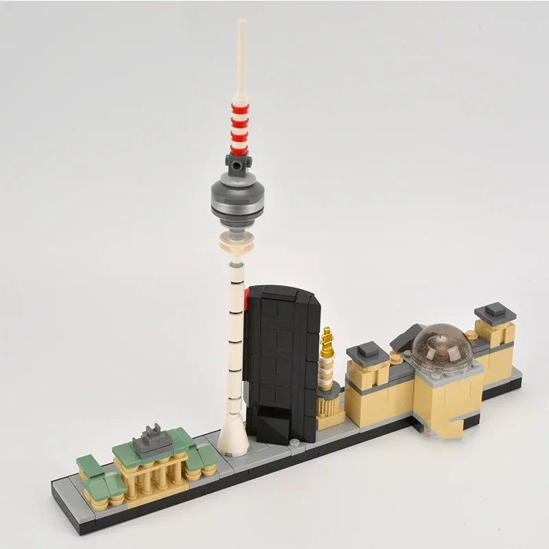Berlin City Architecture Skyline Building Blocks Set Tower Edifice Bricks Town Street View Assemble Toys For Children Gifts