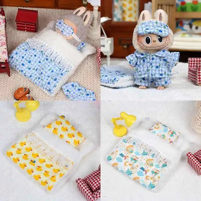 Doll Bed for Ropa Labubu V3 V4 Bed Pillows Sleeping Bag Pajama blindfold 1/12 BJD GSC Body9 DOD YMY Obitsu11 Doll Accessories