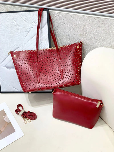 Women's Designer Brand Luxury Round Wave Large Capacity Shopping Tote Handbag Carved Basket Lady Shoulder Crossbody Mother Bag