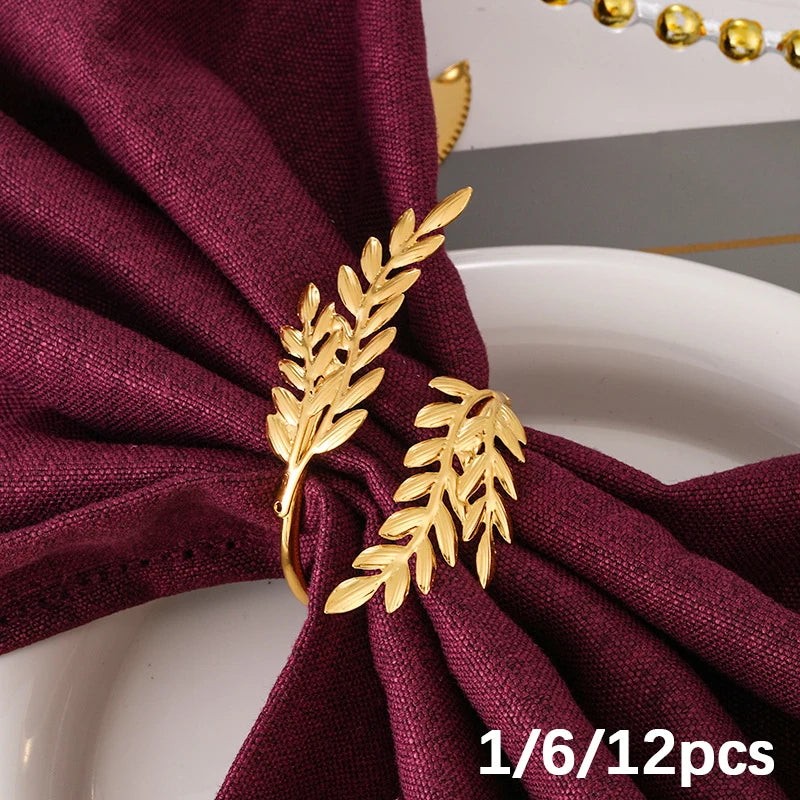 Gold Wheat Napkin Rings Metal Leaf Napkin Holder for Harvest Festival Fall Thanksgiving Dinner Party Table Decoration