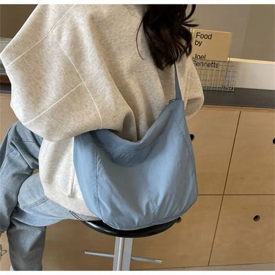 Women Girls Crossbody Shoulder Bags Fashionable Solid Color Nylon Bags Tote Bag Outdoor Travel Ultra-large Capacity Bags