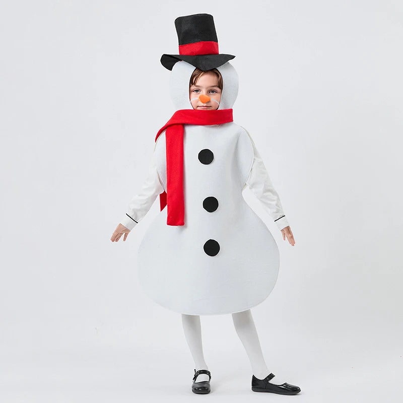 Snowman Costume Set with Sleeveless Jumpsuit Faux Nose and Scarf - 3 Piece Christmas Halloween Outfit for Kids - The world bestselling 