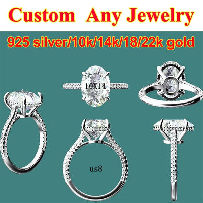 Luxury Full Moissanite Diamond Rings For Women Original 925 Sterling Silver Jewelry 18k Gold Plated Lady's Rings