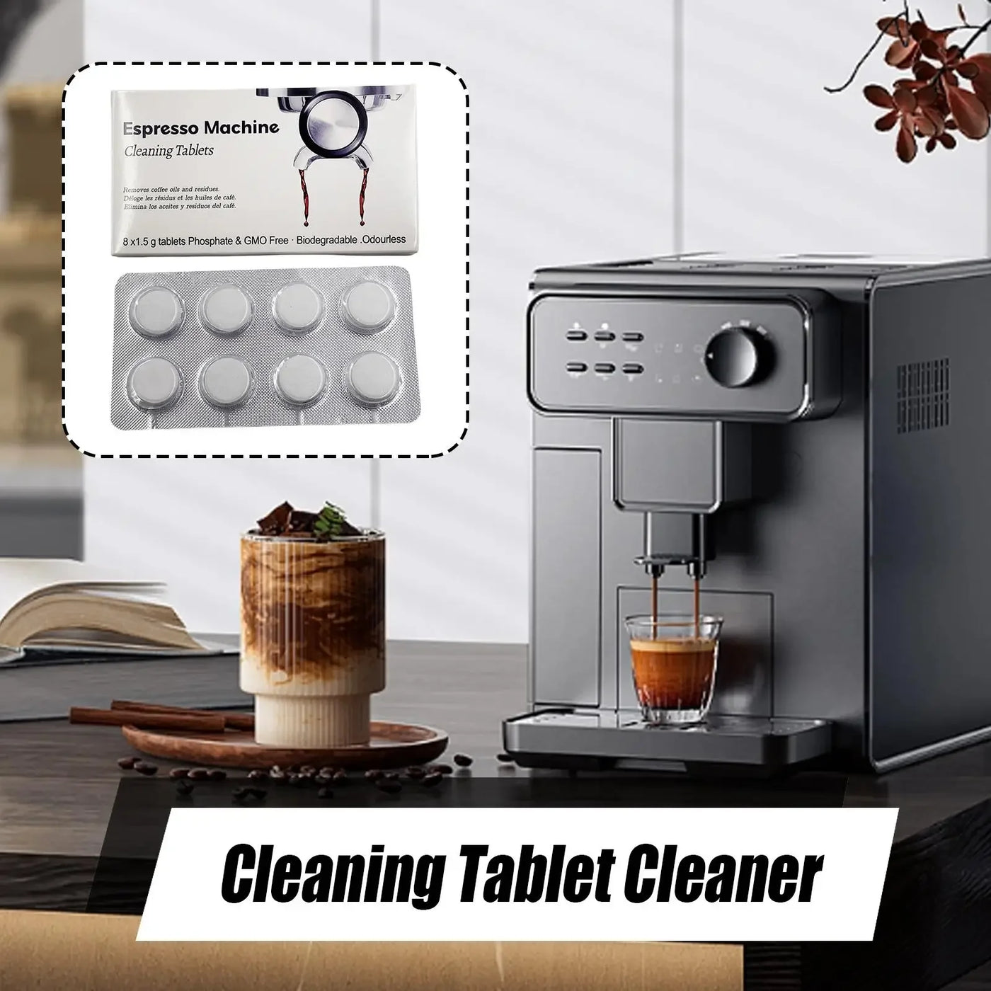 16 Pack Coffee Machine Cleaning Tablet Coffee Machine Cleaner Descaler Tablets for Breville Espressos Device Descaler Tabs