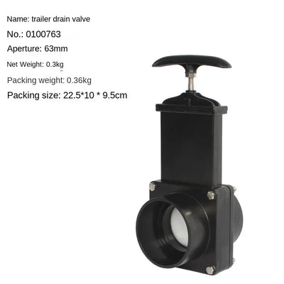 RV Water Gate Valve 50/63/75mm Diameter ABS Sewage Drain Gate Valve for Motorhome Caravan Camper Van Water Tank Accessories