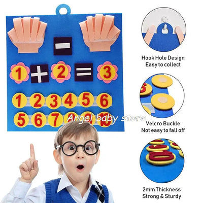 Kid Montessori Toys Felt Finger Numbers Math Toy Children Counting Early Learning For Toddlers Intelligence Develop 30*30cm