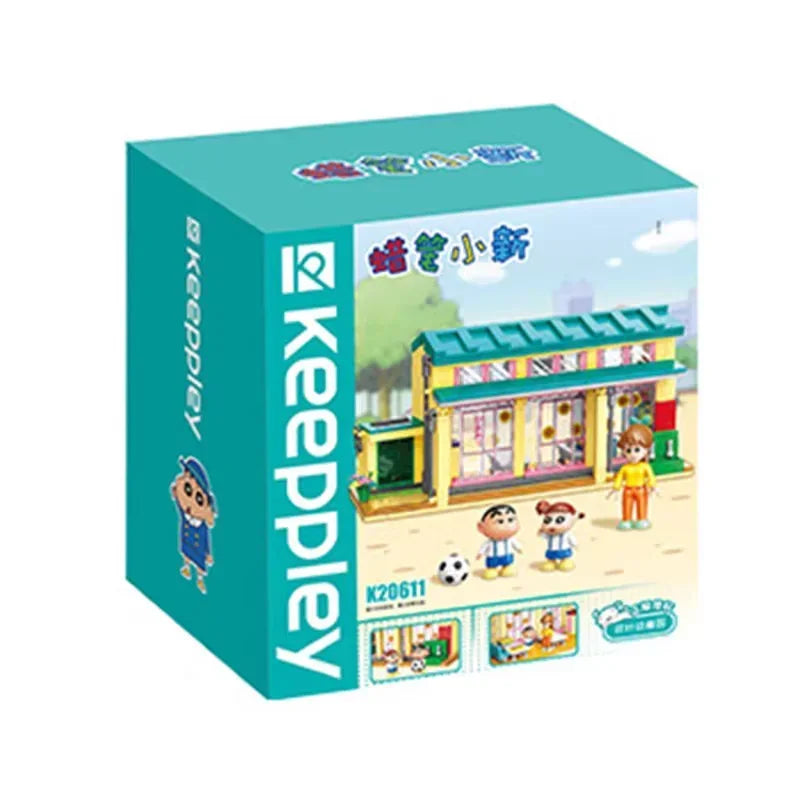 Keeppley Classic Anime Cartoon Crayon Shin-chan Street View Building Blocks House Cat Bus Xiaoxin's Room Bricks Sets  Kids Toys