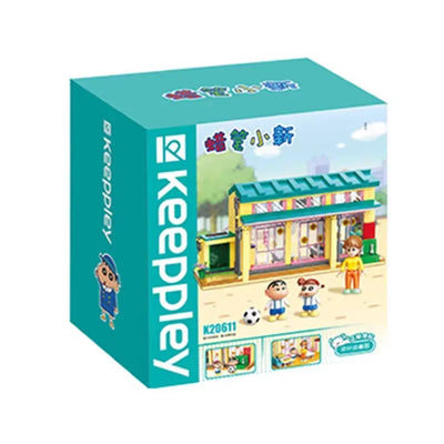 Keeppley Classic Anime Cartoon Crayon Shin-chan Street View Building Blocks House Cat Bus Xiaoxin's Room Bricks Sets  Kids Toys
