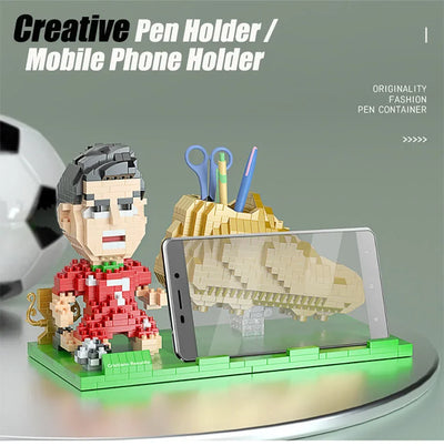 2022 Football Player Model Mini Size Building Blocks Creative DIY Pen Holder Mobile Phone Holder Bricks Toys For Children Gifts